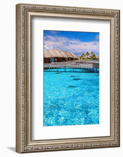 Maldives Bungalows &Blue Water-null-Framed Art Print