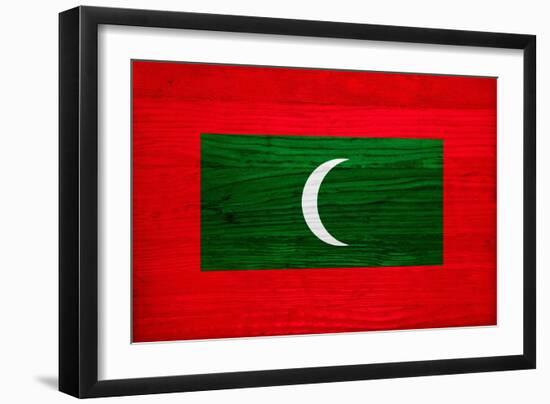 Maldives Flag Design with Wood Patterning - Flags of the World Series-Philippe Hugonnard-Framed Art Print