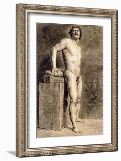 Male Academy Figure, Probably Polonais, Standing, 1821-Eugene Delacroix-Framed Giclee Print