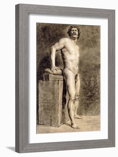 Male Academy Figure, Probably Polonais, Standing, 1821-Eugene Delacroix-Framed Giclee Print