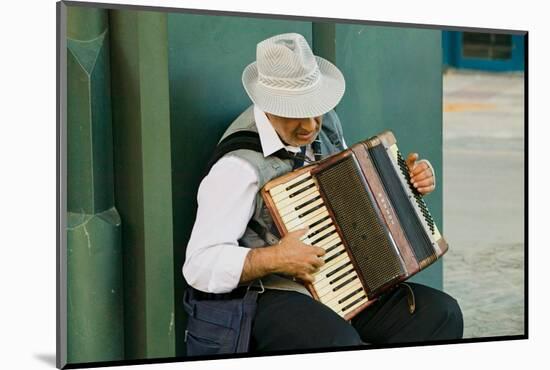 Male accordion player in town center of Sevilla, Andalucia, Southern Spain-null-Mounted Photographic Print