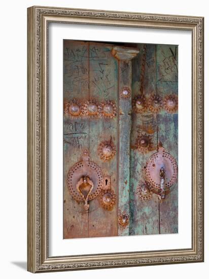 Male and female door knockers give different sounds to ensure right gender answers, Abyaneh, Iran-James Strachan-Framed Photographic Print