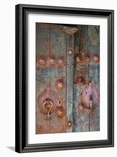 Male and female door knockers give different sounds to ensure right gender answers, Abyaneh, Iran-James Strachan-Framed Photographic Print