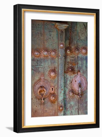 Male and female door knockers give different sounds to ensure right gender answers, Abyaneh, Iran-James Strachan-Framed Photographic Print