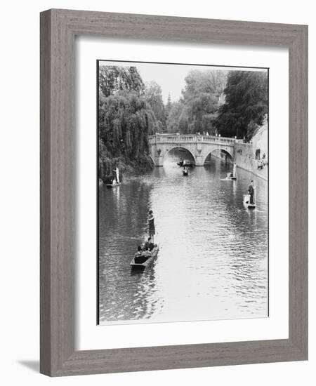 Male and Female Students Punting at Cambridge on the River Cam-Henry Grant-Framed Photographic Print