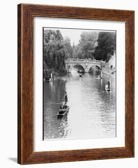 Male and Female Students Punting at Cambridge on the River Cam-Henry Grant-Framed Photographic Print