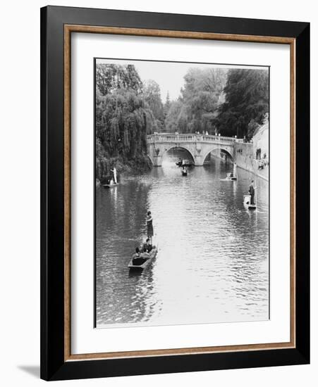 Male and Female Students Punting at Cambridge on the River Cam-Henry Grant-Framed Photographic Print