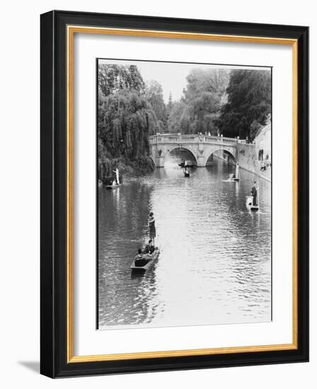 Male and Female Students Punting at Cambridge on the River Cam-Henry Grant-Framed Photographic Print