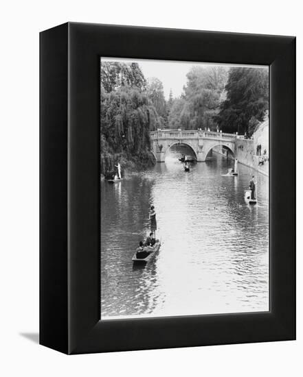 Male and Female Students Punting at Cambridge on the River Cam-Henry Grant-Framed Premier Image Canvas