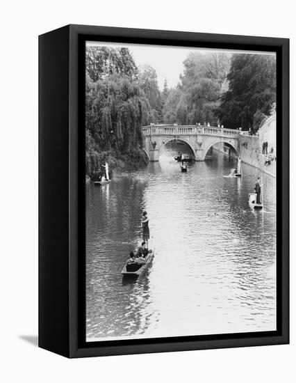 Male and Female Students Punting at Cambridge on the River Cam-Henry Grant-Framed Premier Image Canvas