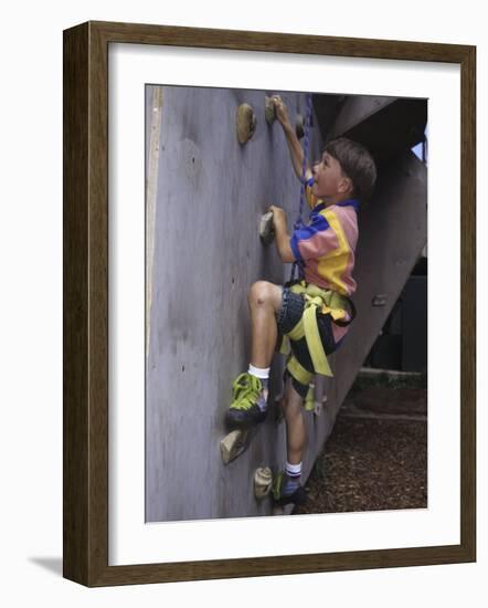 Male Child Wall Climbing Indoors-null-Framed Photographic Print