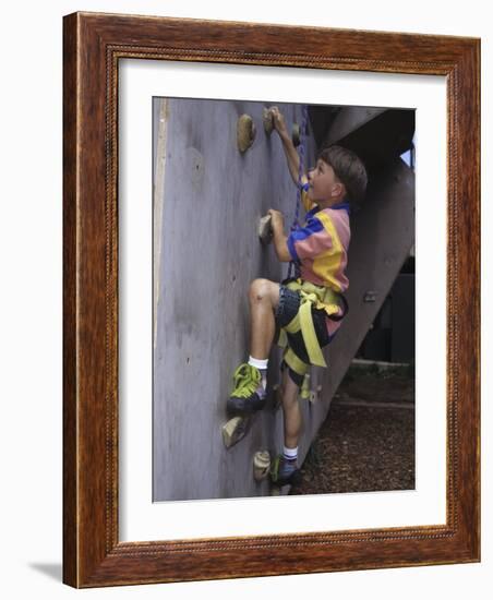 Male Child Wall Climbing Indoors-null-Framed Photographic Print