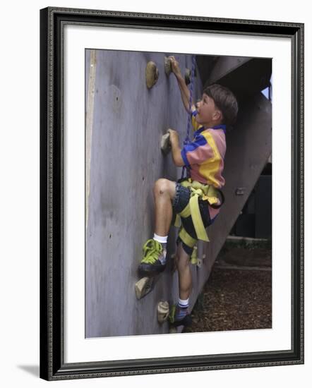 Male Child Wall Climbing Indoors-null-Framed Photographic Print