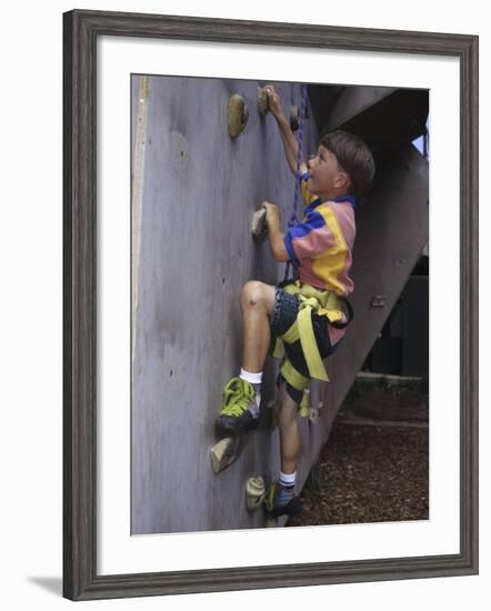 Male Child Wall Climbing Indoors-null-Framed Photographic Print