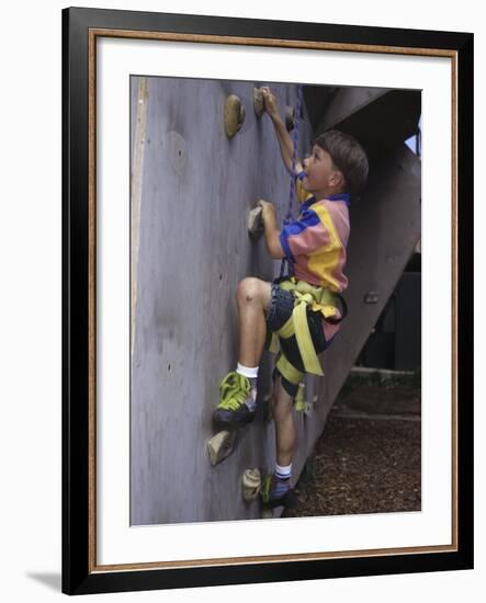 Male Child Wall Climbing Indoors-null-Framed Photographic Print