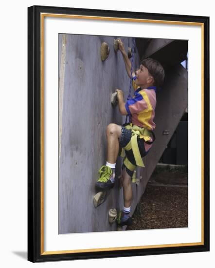 Male Child Wall Climbing Indoors-null-Framed Photographic Print