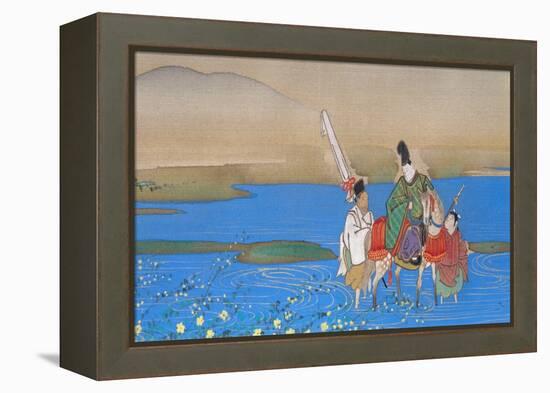 Male courtier on horseback crossing river, c.1839-Sakai Oho-Framed Premier Image Canvas