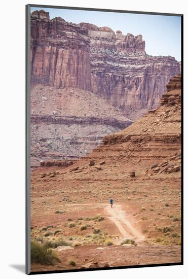 Male Endurance Cyclist Rides Mountain Bike on White Rim Trail in Canyonlands National Park, Utah-Matt Jones-Mounted Photographic Print