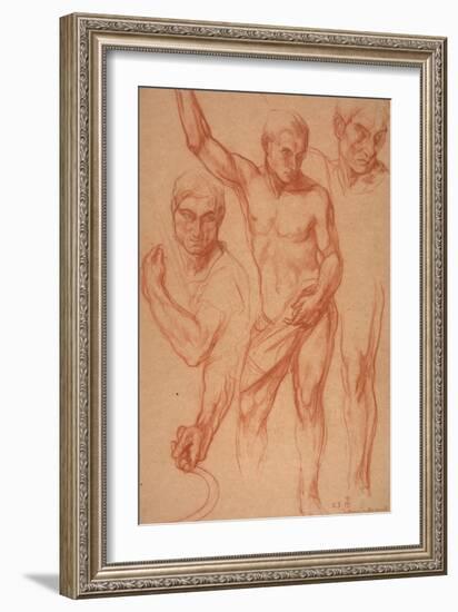 Male Figure Study with Re-Studies of Head, Arms, Shoulder, and Leg (Sketches for Centre Panel of Au-Charles Haslewood Shannon-Framed Giclee Print