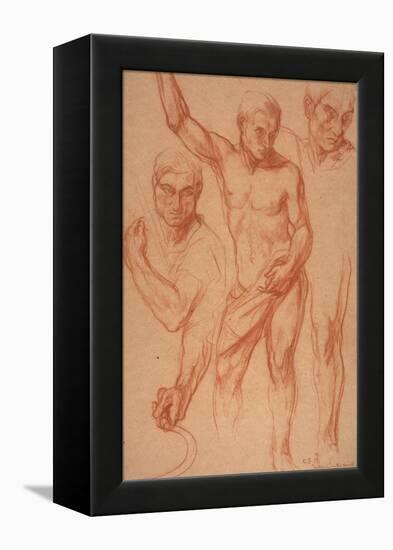 Male Figure Study with Re-Studies of Head, Arms, Shoulder, and Leg (Sketches for Centre Panel of Au-Charles Haslewood Shannon-Framed Premier Image Canvas