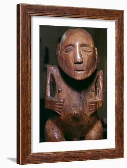 Male figure (ti'i) made of thespesia wood from the Society Islands in Tahiti, 19th Century-Unknown-Framed Giclee Print