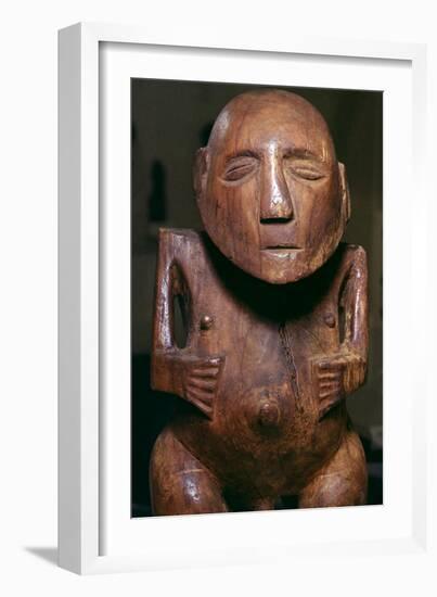 Male figure (ti'i) made of thespesia wood from the Society Islands in Tahiti, 19th Century-Unknown-Framed Giclee Print