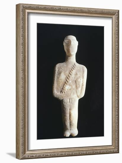 Male Figure Wearing Bandoleer Statue from Syros, Greece, Front, Cycladic Culture, 3rd Millennium BC-null-Framed Giclee Print