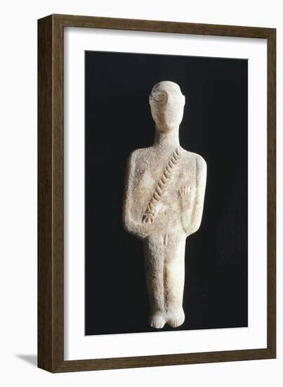 Male Figure Wearing Bandoleer Statue from Syros, Greece, Front, Cycladic Culture, 3rd Millennium BC-null-Framed Giclee Print