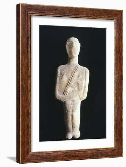 Male Figure Wearing Bandoleer Statue from Syros, Greece, Front, Cycladic Culture, 3rd Millennium BC-null-Framed Giclee Print