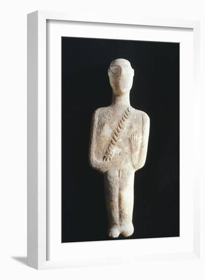 Male Figure Wearing Bandoleer Statue from Syros, Greece, Front, Cycladic Culture, 3rd Millennium BC-null-Framed Giclee Print