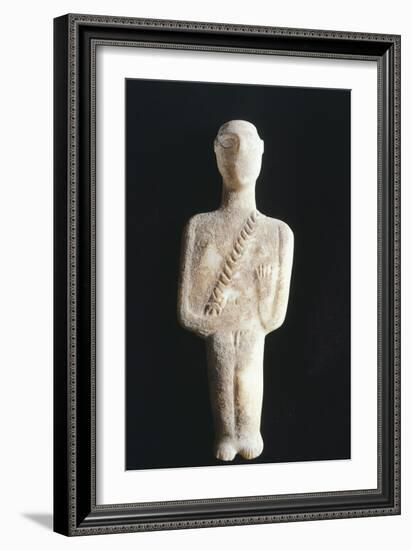 Male Figure Wearing Bandoleer Statue from Syros, Greece, Front, Cycladic Culture, 3rd Millennium BC-null-Framed Giclee Print