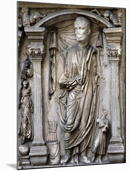 Male Figures in Draped and Pleated Robes, Decorations in Relief, Sarcophagus, Ancient Rome-null-Mounted Giclee Print