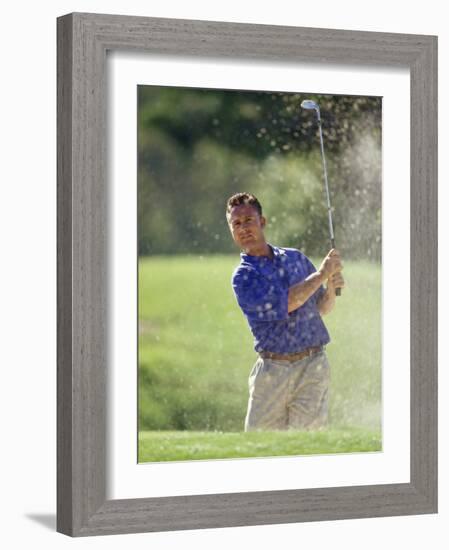 Male Golfer in Action-Chris Trotman-Framed Photographic Print