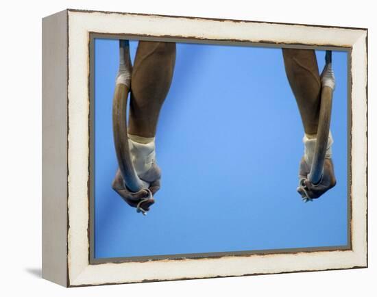 Male Gymnast Competing on Rings in Men's Qualification, 2004 Olympic Summer Games, Athens, Greece,-Steven Sutton-Framed Premier Image Canvas