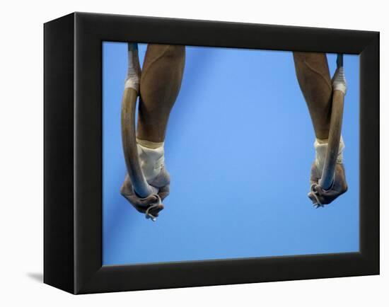 Male Gymnast Competing on Rings in Men's Qualification, 2004 Olympic Summer Games, Athens, Greece,-Steven Sutton-Framed Premier Image Canvas