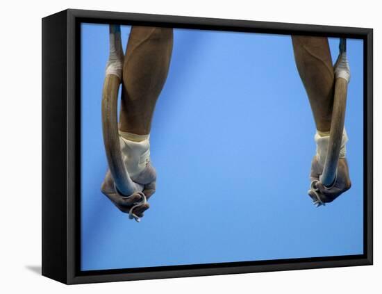 Male Gymnast Competing on Rings in Men's Qualification, 2004 Olympic Summer Games, Athens, Greece,-Steven Sutton-Framed Premier Image Canvas