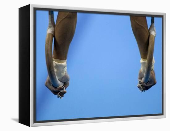 Male Gymnast Competing on Rings in Men's Qualification, 2004 Olympic Summer Games, Athens, Greece,-Steven Sutton-Framed Premier Image Canvas