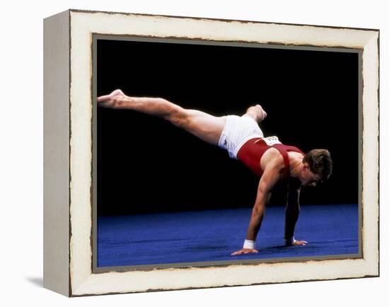 Male Gymnast Performing on the Floor Exercise-null-Framed Premier Image Canvas