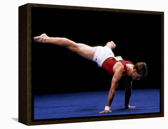 Male Gymnast Performing on the Floor Exercise-null-Framed Premier Image Canvas