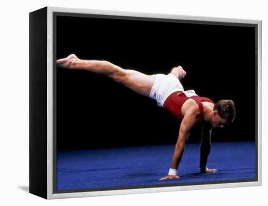 Male Gymnast Performing on the Floor Exercise-null-Framed Premier Image Canvas