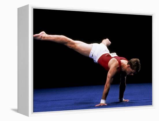 Male Gymnast Performing on the Floor Exercise-null-Framed Premier Image Canvas