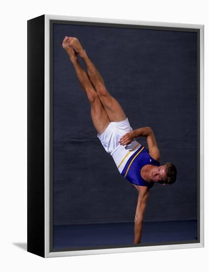 Male Gymnast Performing on the Floor Exercise-null-Framed Premier Image Canvas