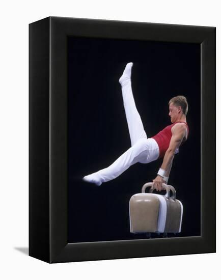 Male Gymnast Performing on the Pomell Horse-null-Framed Premier Image Canvas