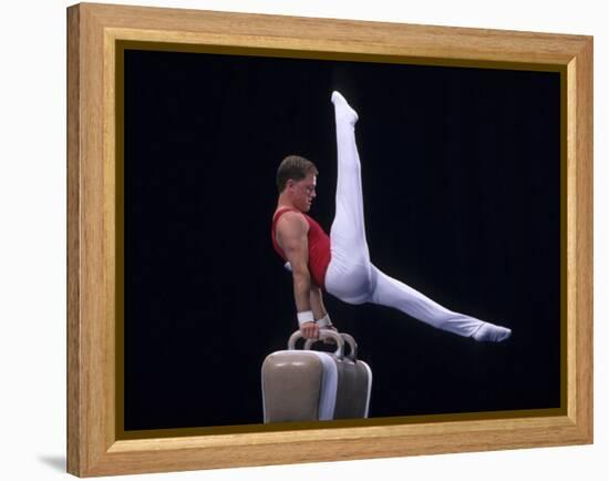 Male Gymnast Performing on the Pomell Horse-null-Framed Premier Image Canvas