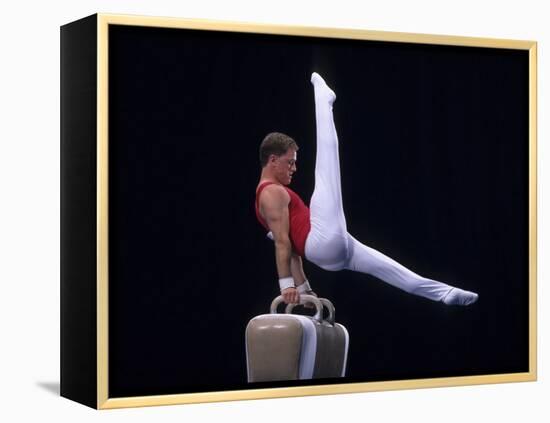 Male Gymnast Performing on the Pomell Horse-null-Framed Premier Image Canvas