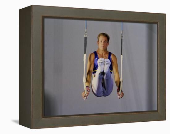 Male Gymnast Performing on the Rings-null-Framed Premier Image Canvas