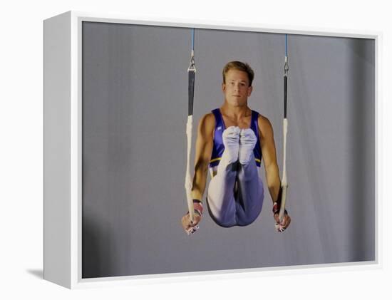 Male Gymnast Performing on the Rings-null-Framed Premier Image Canvas