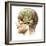 Male Human Head with Skull and Artificial Electronic Circuit Brain-null-Framed Art Print