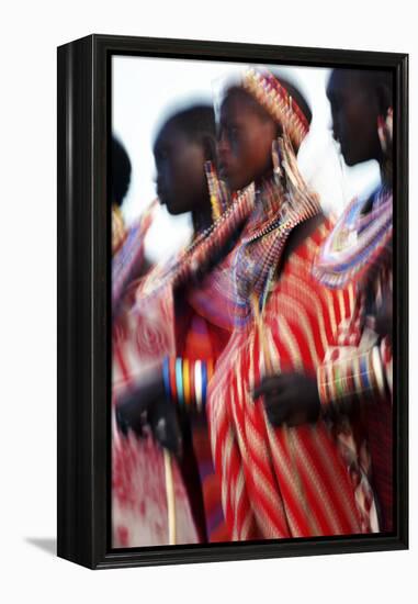 Male Maasai Dancers, Amboseli National Park, Kenya-Paul Joynson Hicks-Framed Premier Image Canvas