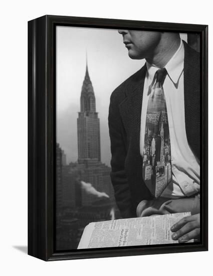 Male Model Wearing the Latest Trend with a photogrpahic fabric rendition-Nina Leen-Framed Premier Image Canvas